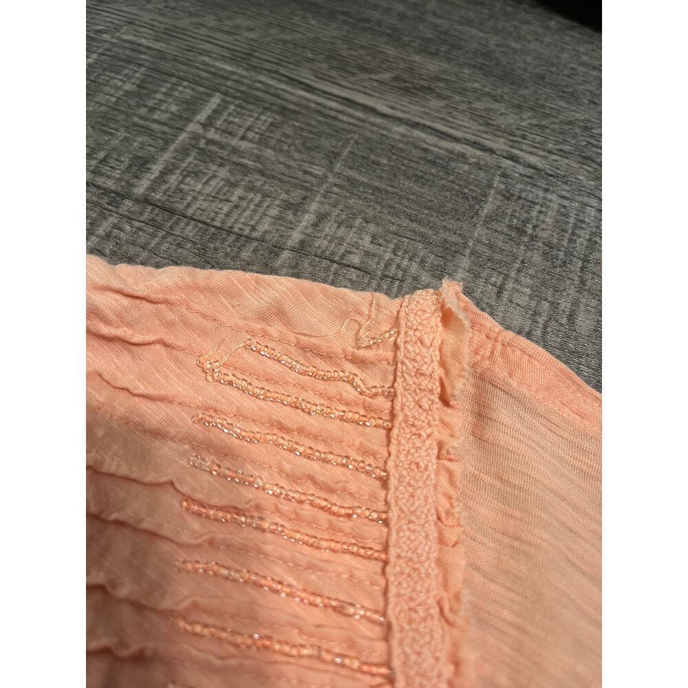 J.Crew Women’s 100% Cotton Ruffled and Beaded V-Neck Collar, Peach, Size M - Picture 5 of 10